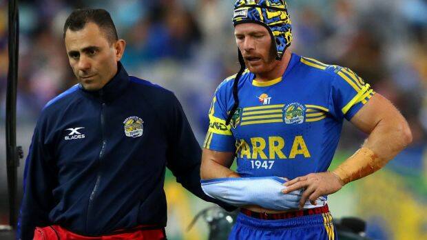 Beau Scott leaves the field against the Dragons with a season-ending injury. Photo: Getty Images