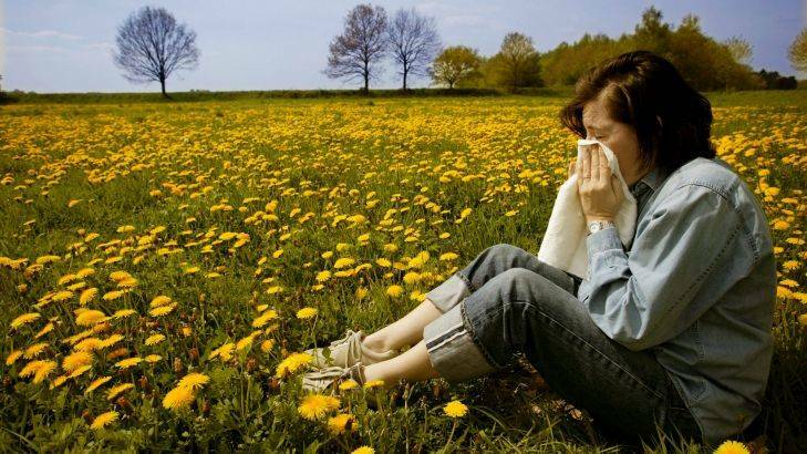 A woman suffering from hay fever allergies.