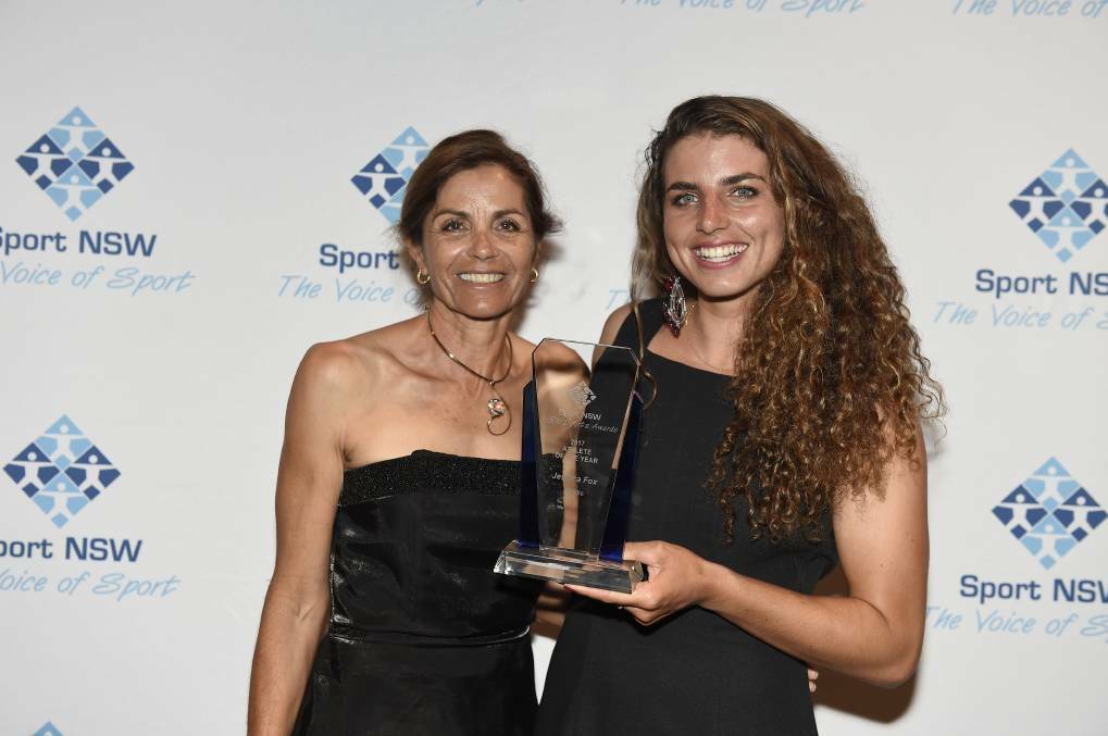 Champion: Jessica Fox and mum Myriam with her NSW Athlete of the Year Trophy.