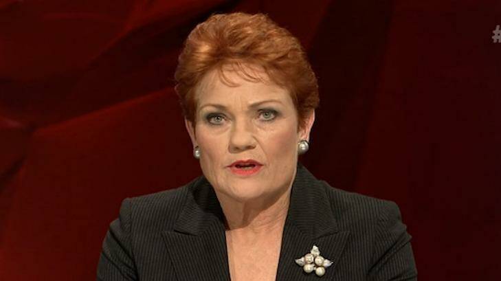 Pauline Hanson, the leader of the One Nation party, on the ABC's <i>Q&A</i>.