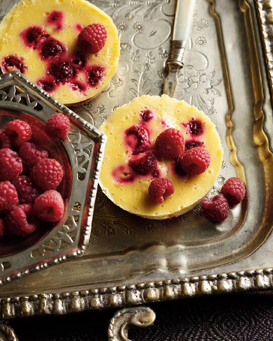 Individual raspberry and white chocolate cheesecakes <a href="http://www.goodfood.com.au/good-food/cook/recipe/white-chocolate-and-raspberry-cheesecakes-20131101-2wo75.html"><b>(Recipe here).</b></a>
