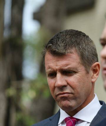 Premier Mike Baird with Police and Emergency Services Minister Stuart Ayres at Mount Druitt Police Station. Photo: Janie Barrett