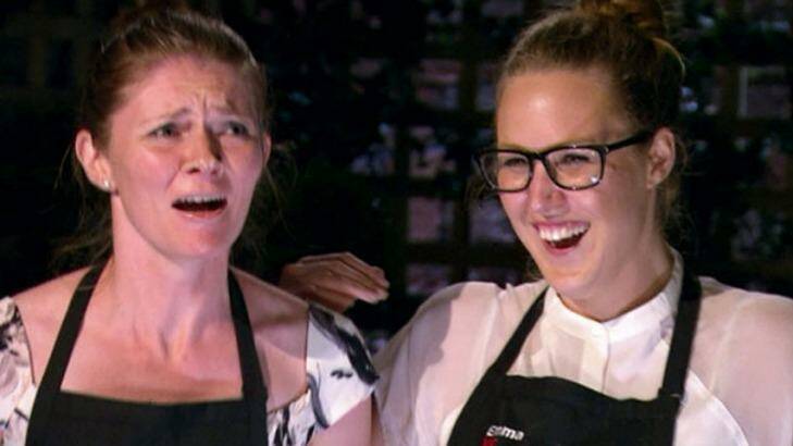 Jane and Emma lose control of their pork cheeks, which is just typical of Gen Y.  Photo: Channel 7
