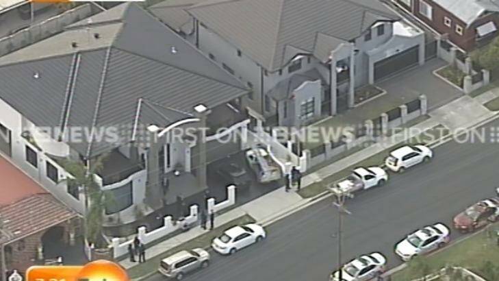 Police carrying out raids on properties in western Sydney on Wednesday morning. Photo: Channel NIne