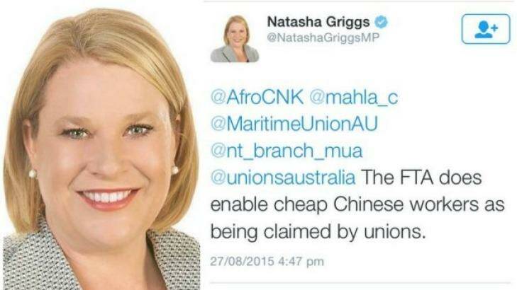 Northern Territory MP Natasha Griggs made an interesting comment on Twitter on Thursday night.