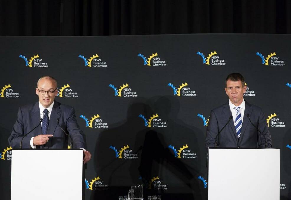 Duelling views: Luke Foley and Mike Baird debate the future.  Photo: James Brickwood