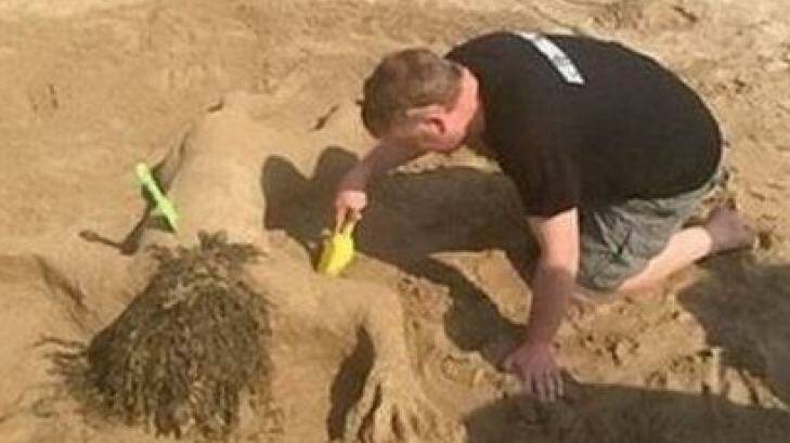 The controversial sand sculpture. Photo: TruroPolice/Twitter