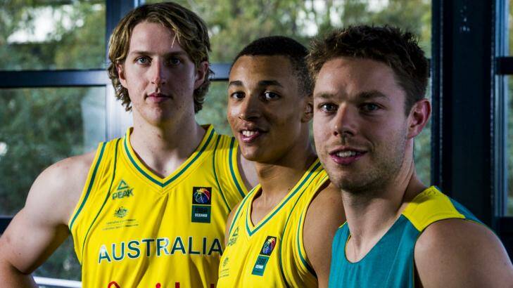 Cameron Bairstow, Dante Exum and Matthew Dellavedova are three of the four Boomers players who are signed to NBA clubs. Photo: Jay Cronan