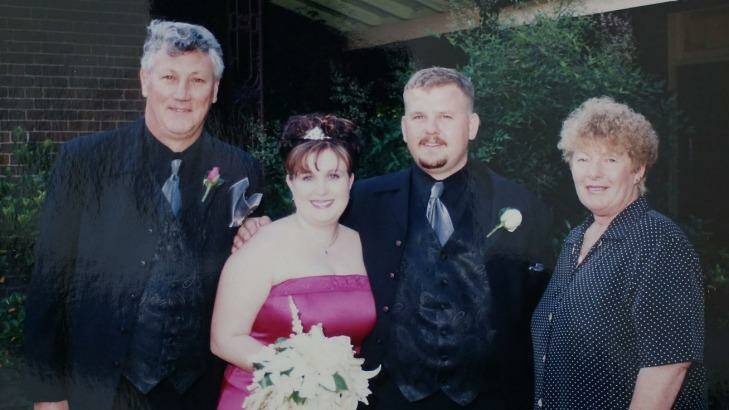 Standing by his father: Rodney Spedding on his wedding day with wife, Amy and father, Billy.