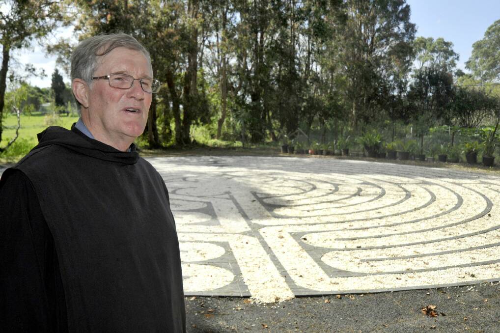 Life at the monastery: Father Bernard McGrath said some monks pray while walking the labyrinth, historically a symbol of the long tortuous path pilgrims would have followed to visit shrines and cathedrals during the medieval period. Picture: Mike Sea
