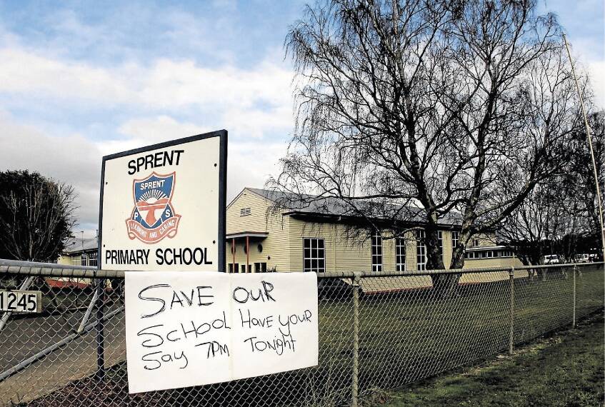 REVISITED: A sign on the fence outside Sprent Primary School in 2011 when the state government was considering its closure. It has again been recommended to shut.