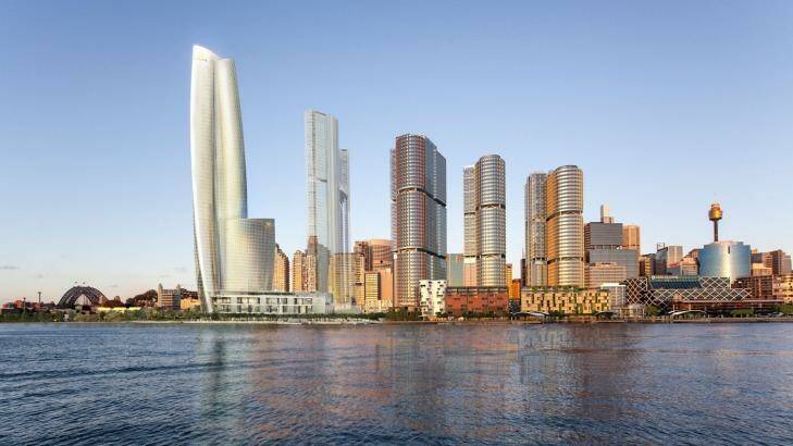 Crown's proposed hotel, apartment and casino complex for Barangaroo. Photo:  Lend Lease and Crown