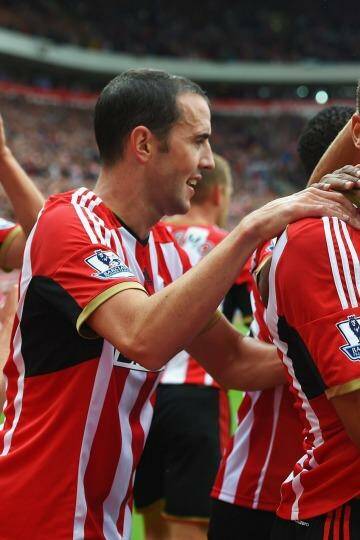 Jack Rodwell celebrates after scoring for Sunderland against Manchester United. Photo: Michael Regan