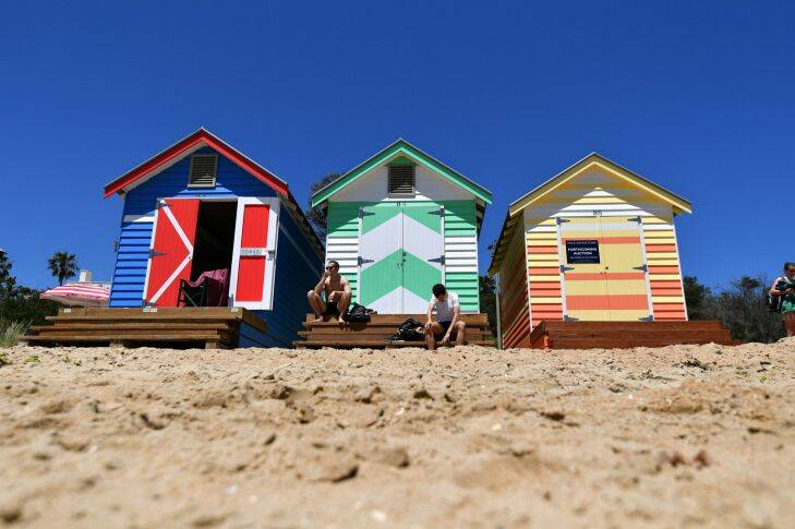 (Right) The newest Brighton Beach box is up for auction in a fortnight; association concerned young people may buy it and change the culture of Brighton Beach boxes. 7th December 2016 Fairfax Media The Age news Picture by Joe Armao 