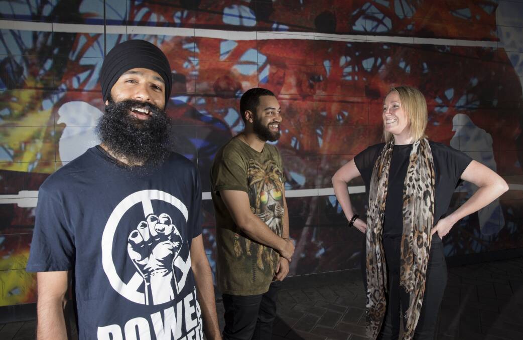Homeward: Performers L-Fresh the Lion and B Wise, and festival producer Kathryn Holloway have personal connections with Parramatta. Picture: Geoff Jones