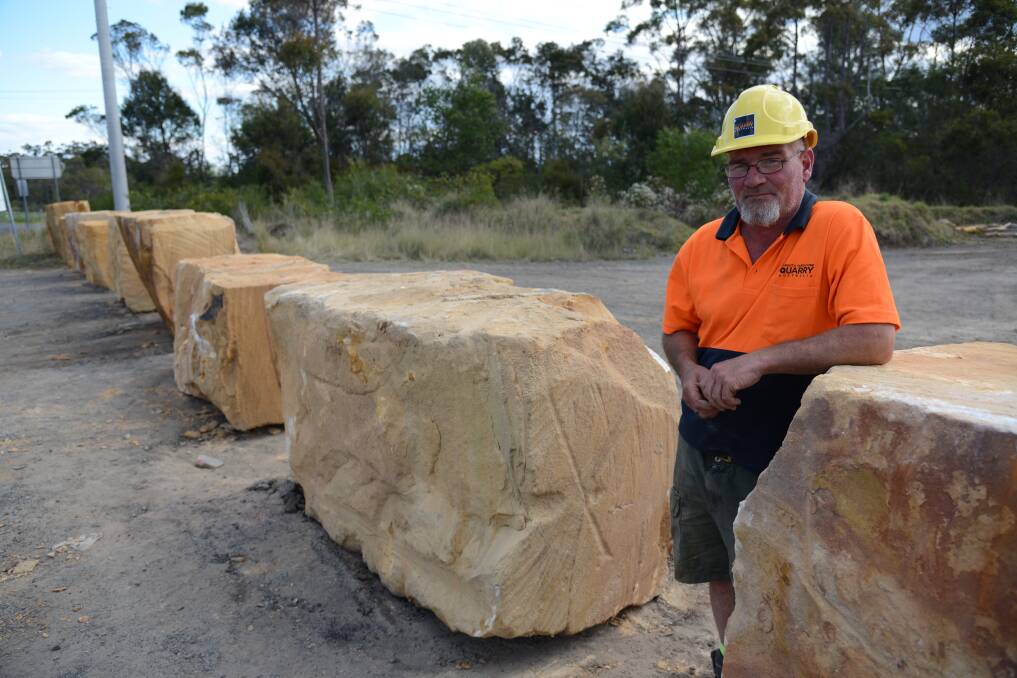 Problem blocked: Maroota Sandstone Quarry manager Gary Zwan with the newly placed quarry blocks. Picture courtesy of Hornsby Council
