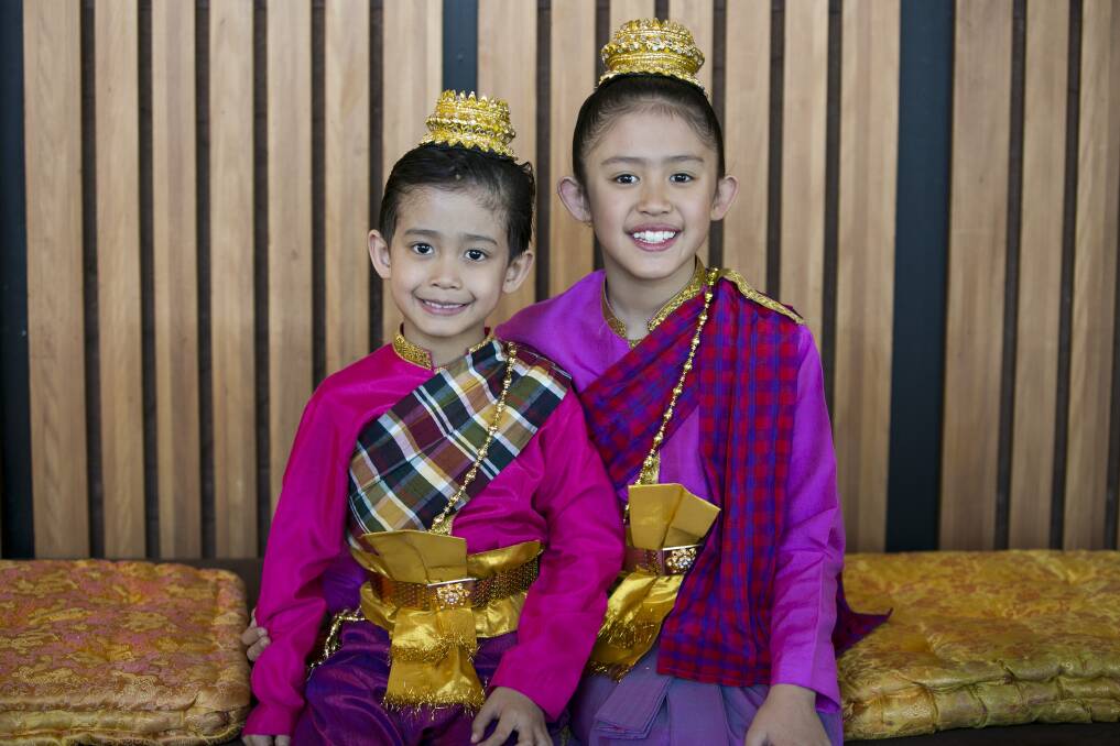 Stage royalty: Castle Hill siblings Ethan and Skye Thandanabath in costume for The King and I.