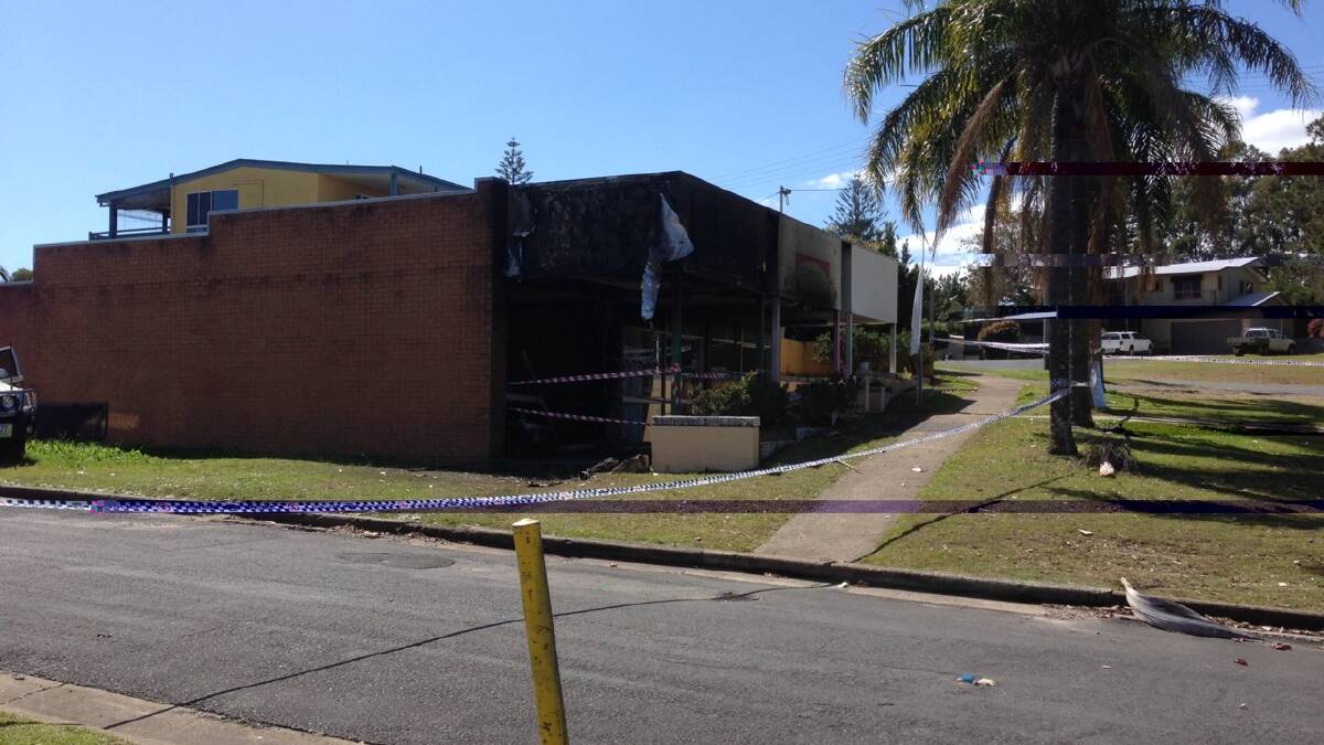 The razed Dunwich hairdresser's shop on Junner Street has been cordoned off after the fire early Saturday morning.