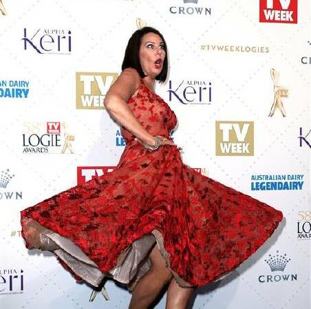 Julia Morris arrives at the 58th Annual Logie Awards at Crown Palladium. Pic: Getty Images