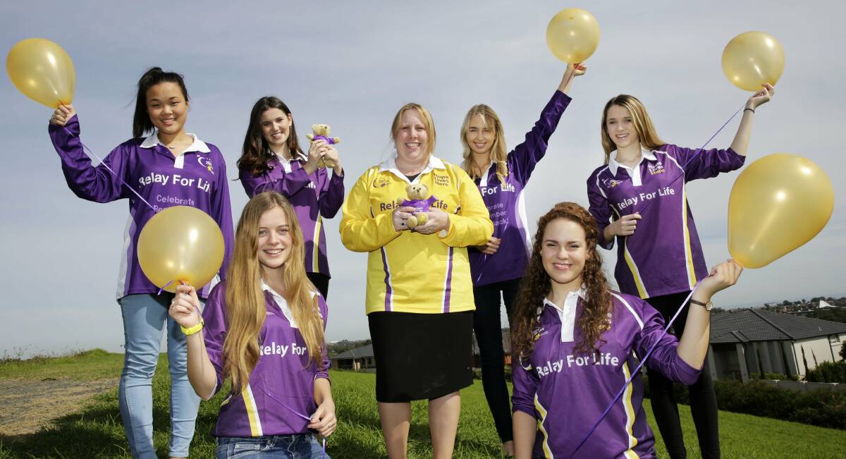 Youthful army: Youth Ambassadors Claudia Chow (from left), Hannah Muggeridge, Sophia Wakeling, Kira Rodionov, Chandla Serret and Olivia Wakeling are hoping to cheer on The Hills Mayor Michelle Byrne (centre) and other Hills Relay for Life participants. Picture: Anna Warr