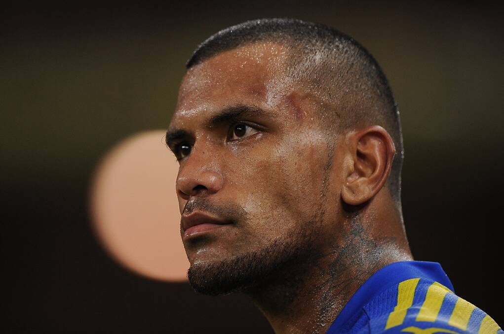 BRISBANE, AUSTRALIA - APRIL 04: Manu Ma'u of the Eels looks on during the round five NRL match between the Brisbane Broncos and Parramatta Eels at Suncorp Stadium on April 4, 2014 in Brisbane, Australia. (Photo by Matt Roberts/Getty Images)