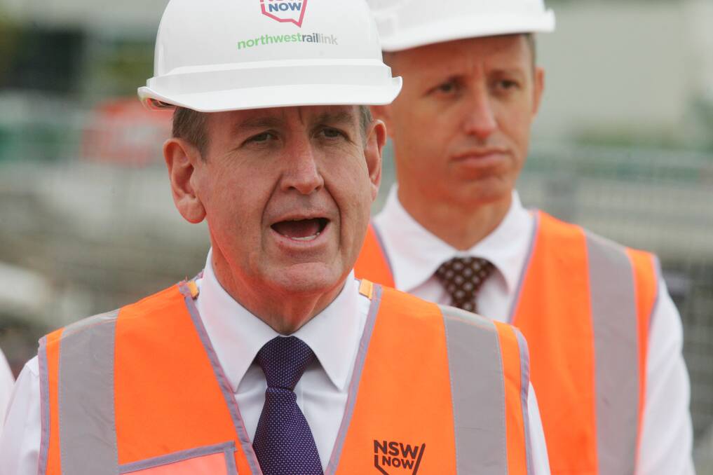 24.03.14. Bella Vista Station. Barry O'Farrell announces tunneling will commence in October. Photo Natalie Roberts. 