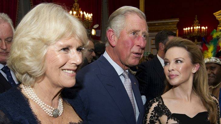Kylie Minogue serenaded Prince Charles and Camilla the Duchess of Cornwall at a pre-Australian tour reception.