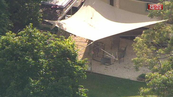 A photo of the backyard in which an explosion reportedly injured a teenage boy. Photo: Courtesy Channel 7