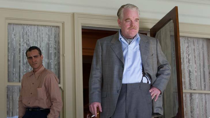Joaquin Phoenix, left, and Philip Seymour Hoffman in a scene from The Master.