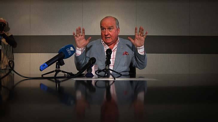 Manning up ... Alan Jones at his news conference yesterday.