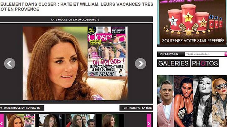 Closer's website promoting the Duchess of Cambridge "exclusive".