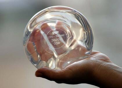 A breast implant produced by the implant manufacturer Poly Implant Prothese (PIP).