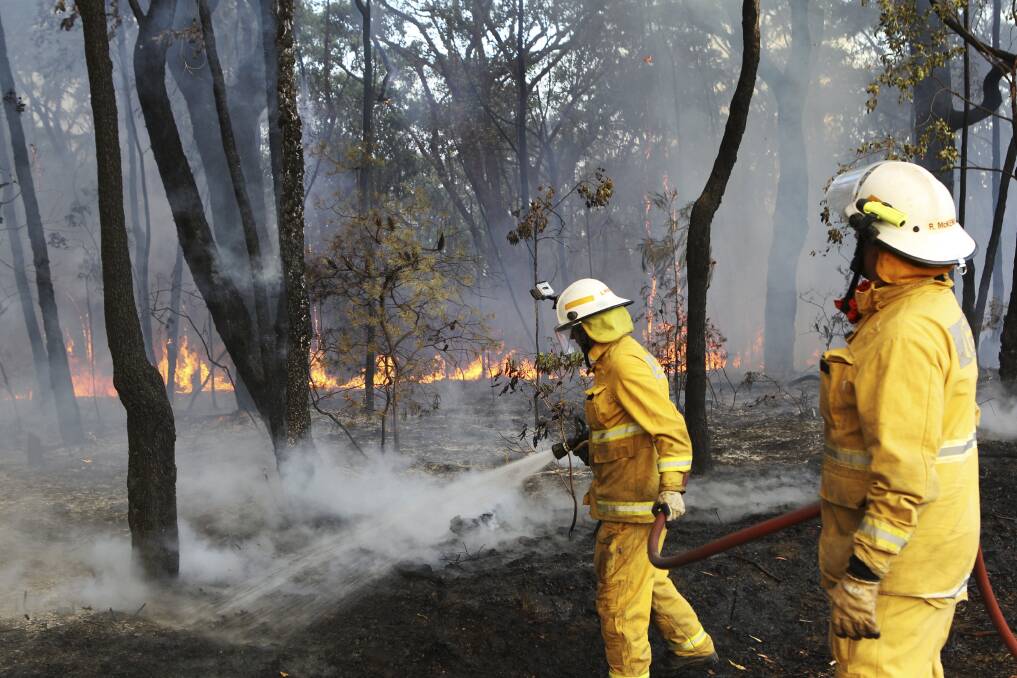 Firefighters tackle a bushfire at Winmalee in the Blue Mountains, NSW. Photo by Janie Barrett