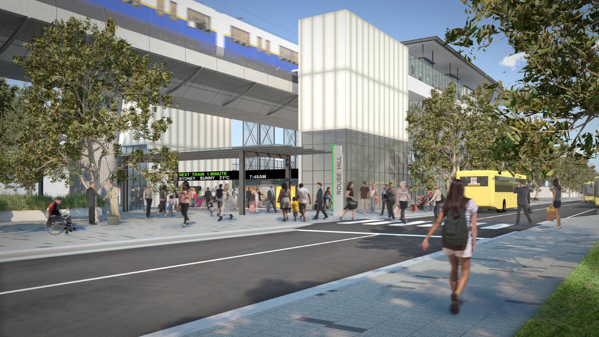 Artist's impression of Rouse Hill station (street level), courtesy of Transport NSW.