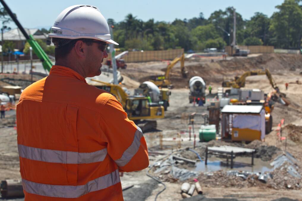 29.1.14. Site Supervisor Phil Shandley overlooks work at the Cherrybrook North West Rail Link site. Photo: Geoff Jones