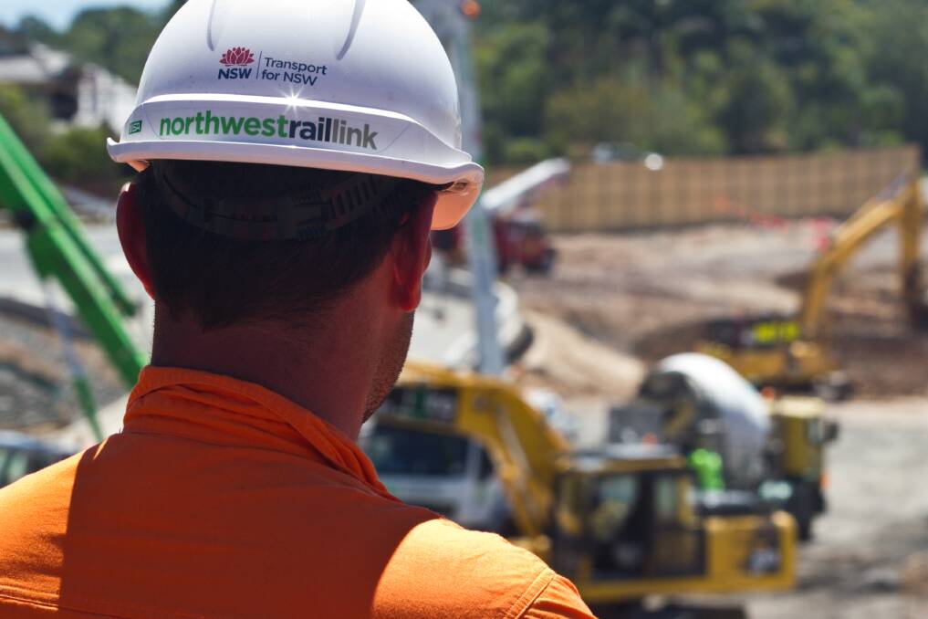 29.1.14. Site Supervisor Phil Shandley overlooks work at the Cherrybrook North West Rail Link site. Photo: Geoff Jones