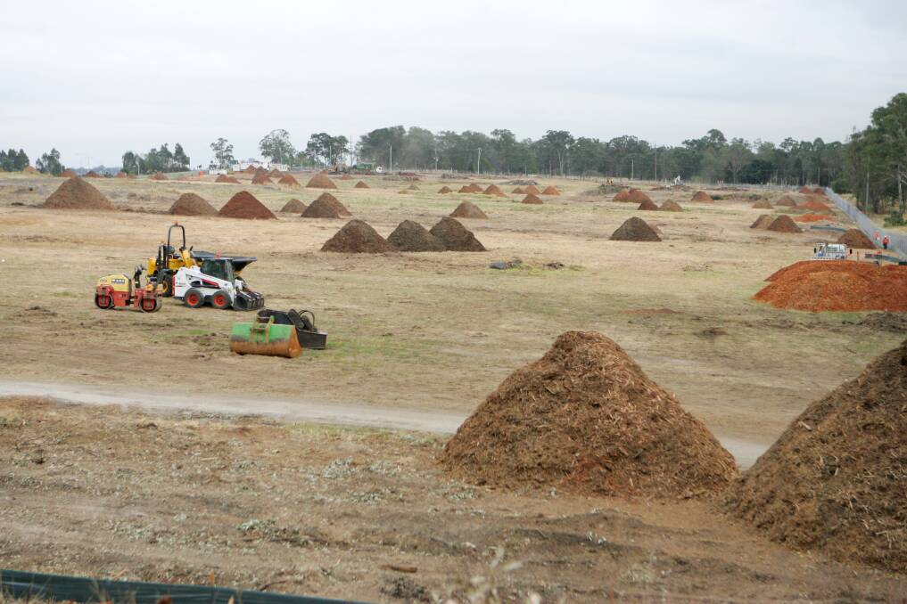 28.10.13. Photo: Natalie Roberts. Early stages of the North West rail link site at Bella Vista, Celebration Drive.